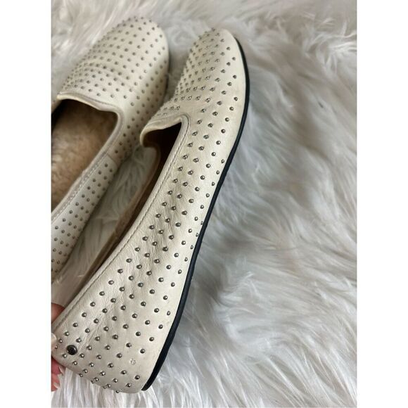UGG Alloway White Leather Silver Studded Loafer Flats size 6 - Picture 5 of 7
